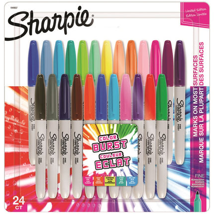 Sharpie® Fine Marker, 24-Pack Electro Pop Colors 