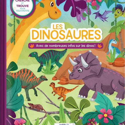 Cherche et trouve pour tout-petits. Avec de nombreuses infos sur les dinos !