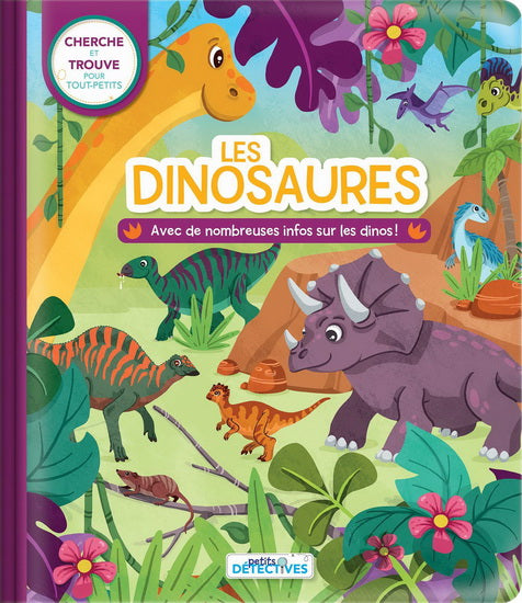 Cherche et trouve pour tout-petits. Avec de nombreuses infos sur les dinos !