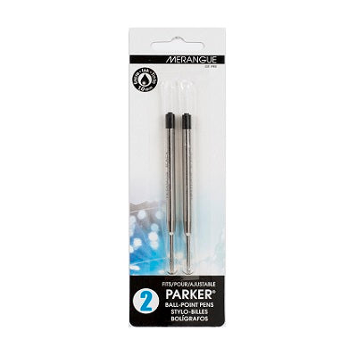 Paquet De 2 Recharges Pour Stylo À Bille Parker(Md), Pointe Moyenne Noire