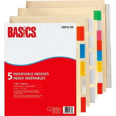 Basics Insertable Dividers, 5 Tabs, Assorted Colors 