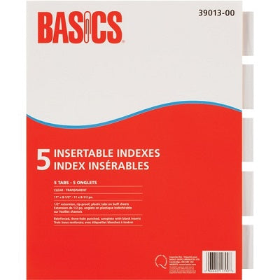 Intercalaires Insérables De Basics, 5 Onglets, Transparent