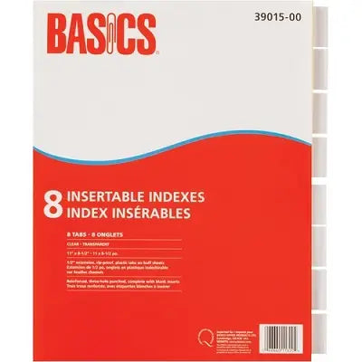 Basics Insertable Dividers, 8 Tabs, Transparent 