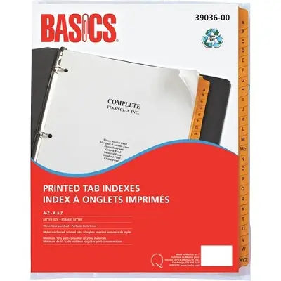 Basics Index À Onglets A-Z Format Lettre