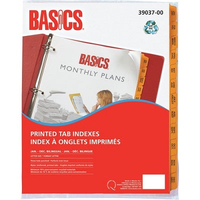 Printed tabbed index pack Jan-Dec.