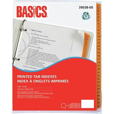 Basics Index À Onglets 1-31 Format Lettre