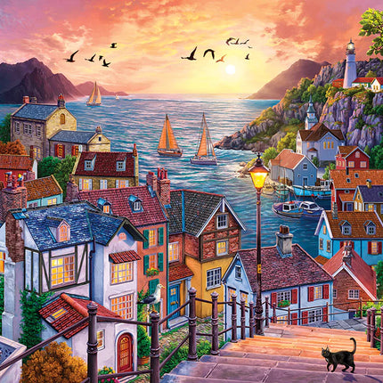 C-T 1000 Cobble Hill Ville côtière au coucher du soleil