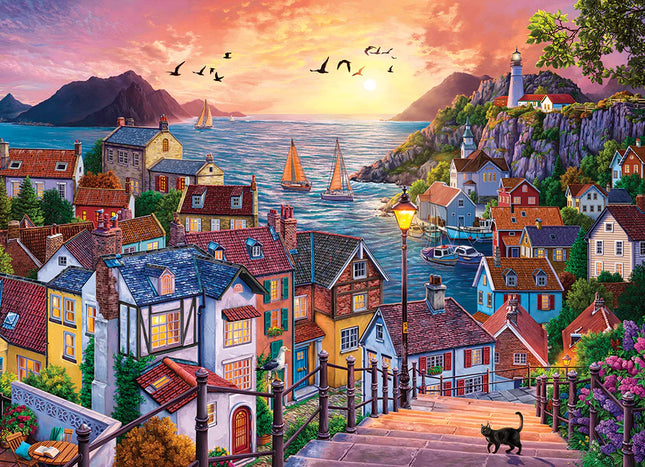 C-T 1000 Cobble Hill Ville côtière au coucher du soleil