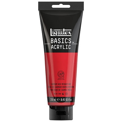 Peinture Acrylique Basic(Md) De Liquitex, Nuance De Rouge De Cadmium Moyen, 250 Ml