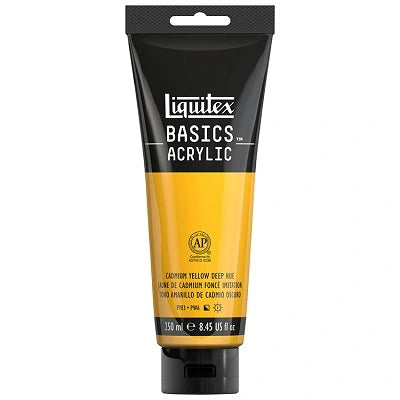 Peinture Acrylique Basic(Md) De Liquitex, Nuance De Jaune De Cadmium Foncé, 250 Ml