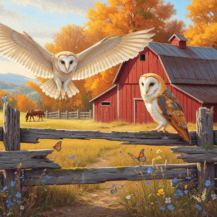 C-T Cobble Hill Barn and Owls | 500 Piece | AI Assistance