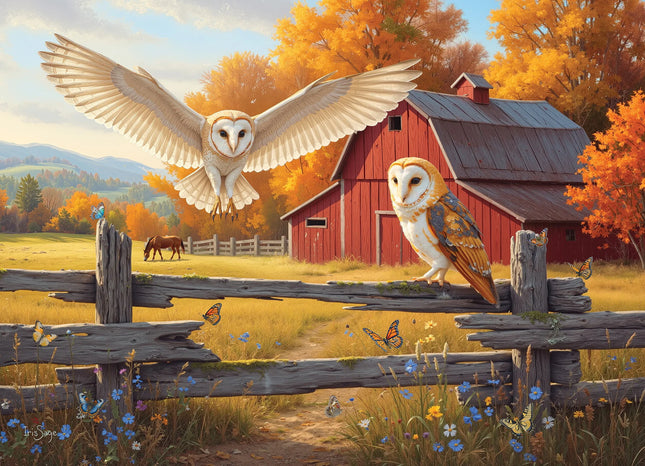 C-T Cobble Hill Barn and Owls | 500 Piece | AI Assistance