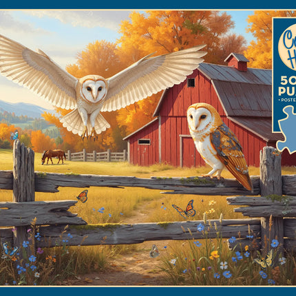 C-T Cobble Hill Barn and Owls | 500 Piece | AI Assistance