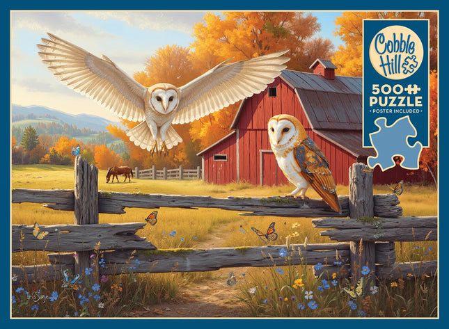C-T Cobble Hill Barn and Owls | 500 Piece | AI Assistance