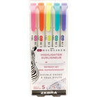 Surligneurs À Double Extrémité Mildliner De Zebra, Couleurs Rafraîchissantes Assorties, 5/Pqt