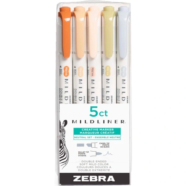 Highlighter-Mildliner Assorted, Neutral Palette 5/Pack