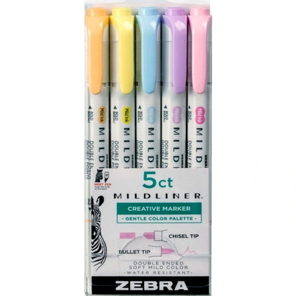 Highlighter-Mildliner Assorted, Gentle Colours 5/Pack