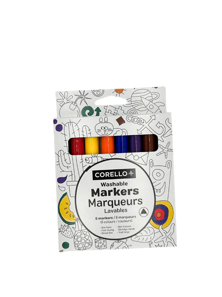Marqueurs Lavables Corello: 16 couleurs assorties
