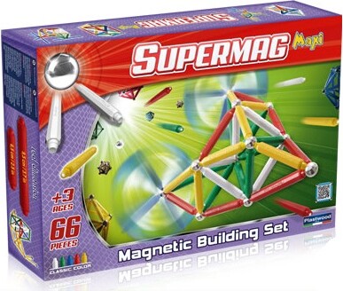 Supermag magnetic construction set, 66 pieces