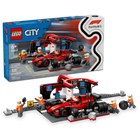 Lego City 60443 L’arrêt au stand et les mécaniciens de F1® avec la voiture Ferrari