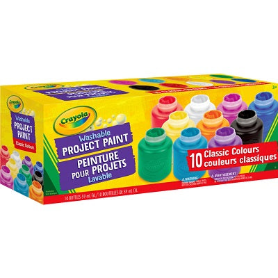 Peinture Lavable Crayola(Md), 10 Couleurs, Bouteilles De 59 Ml
