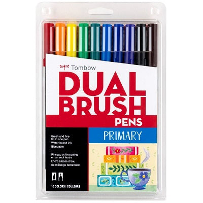 Marqueurs-Pinceaux À Double Pointe Mono De Tombow, Couleurs Primaires Assorties, 10/Pqt.