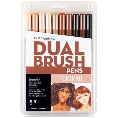 Tombow Mono Dual Tip Brush Pens, Portraits, 10/Pack