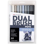 Feutres-Pinceaux À Double Pointe Mono De Tombow, Niveaux De Gris, 10/Pqt