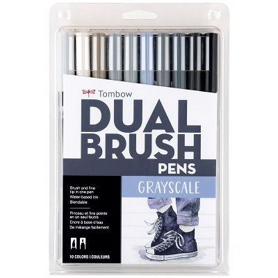Feutres-Pinceaux À Double Pointe Mono De Tombow, Niveaux De Gris, 10/Pqt