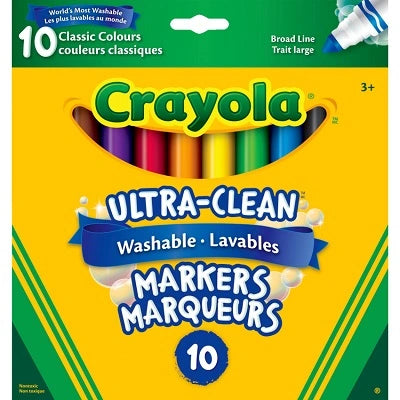 Crayola® Washable Broad Tip Markers, 10 Classic Colors 