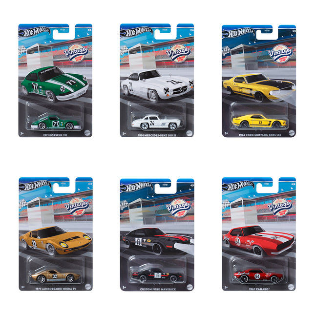 Hot Wheels Silver - Véhicule de course vintage, assortiment