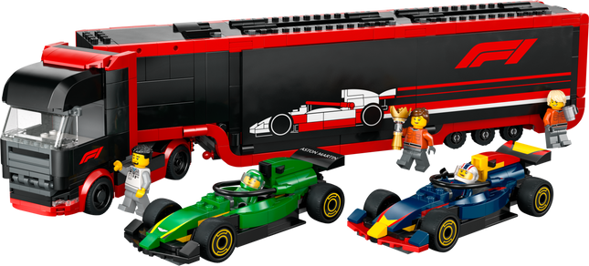 LEGO® City Le camion de F1® avec les voitures de F1® RB20 et AMR24, ensemble de transporteur de course