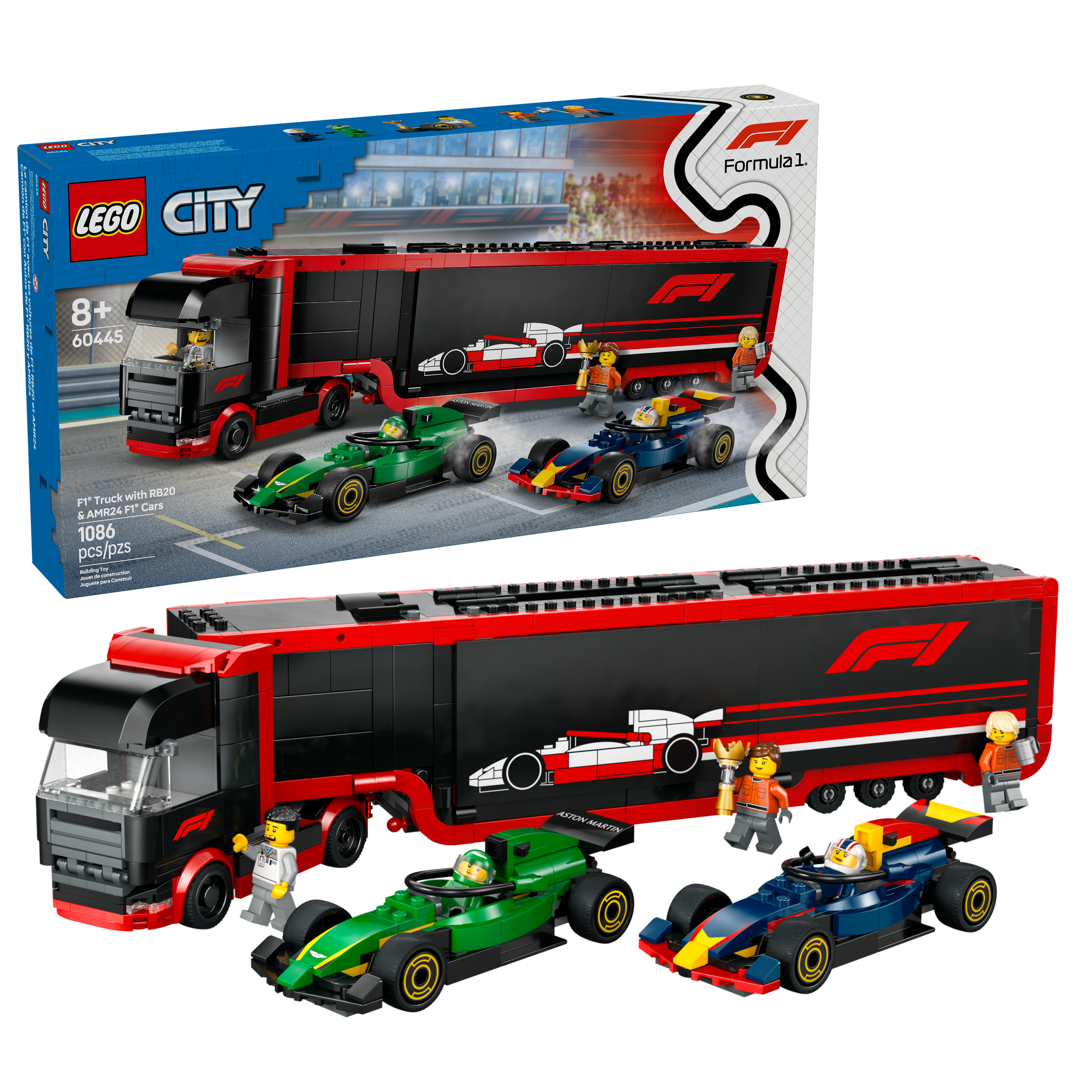 LEGO® City F1® Truck with RB20 and AMR24 F1® Cars, Race