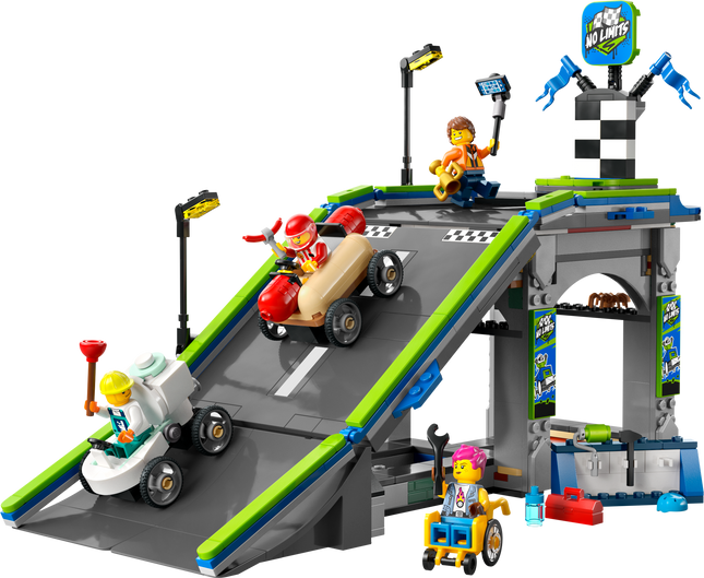 LEGO® City Sans limites : Rampe d’accélération pour voitures de course, ensemble de caisses à savon 60460