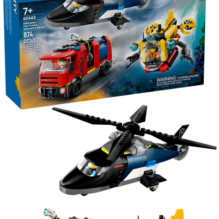 LEGO® City Helicopter, Fire Truck and Submarine Toy Building Set 60462