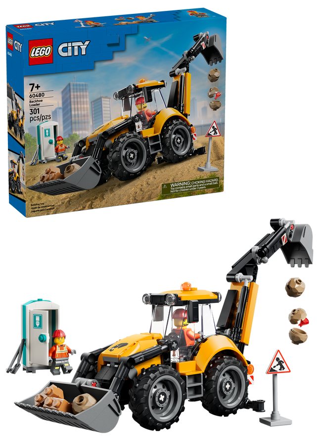 LEGO® City Yellow Backhoe Loader, Construction Toy 60480