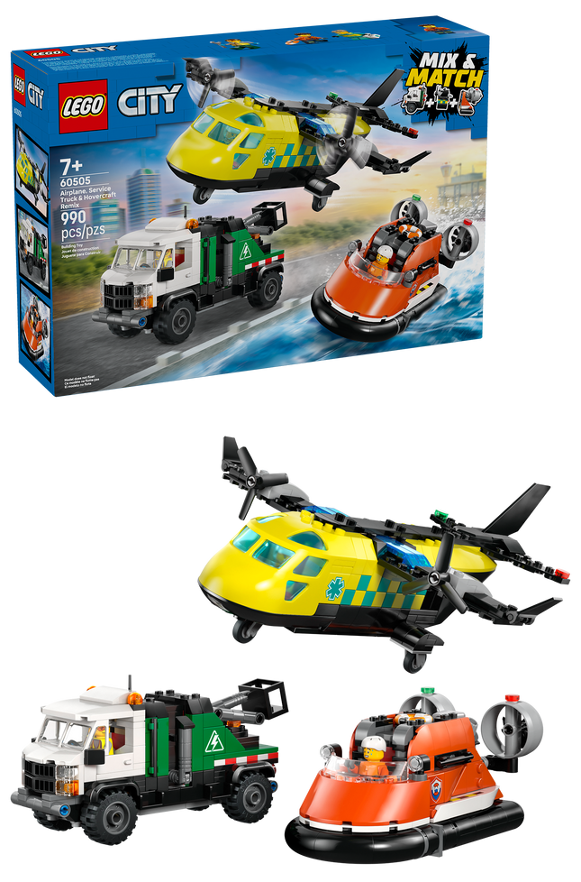 Lego City 60505 Plane, Support Truck and Hovercraft to Combine