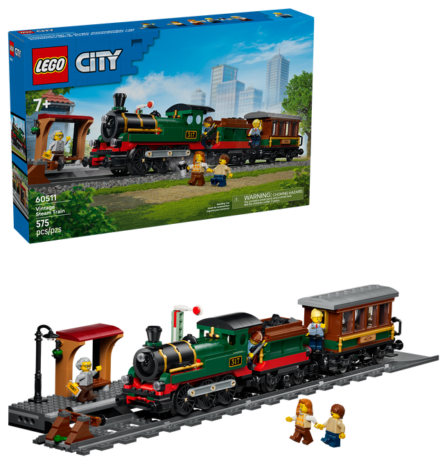 LEGO® City Le train à vapeur ancien, Ensemble de jouet de construction 60511