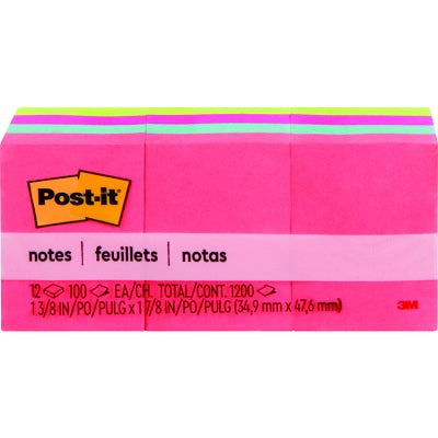 Feuillet De 100 Feuilles De Post-It, 1-1/2Po X 2Po, Peptitude, 12/Pqt.