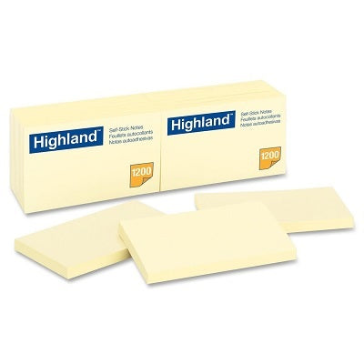 Feuillet Autoadhésif De Highland, 3Po X 5Po, Jaune, 12/Pqt.
