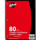 Cahier De Notes 1 Sujet À Lignes Larges De Hilroy, Perforé À Trois Trous, 10-1/2 X 8 Po, 80 Pages, Rouge