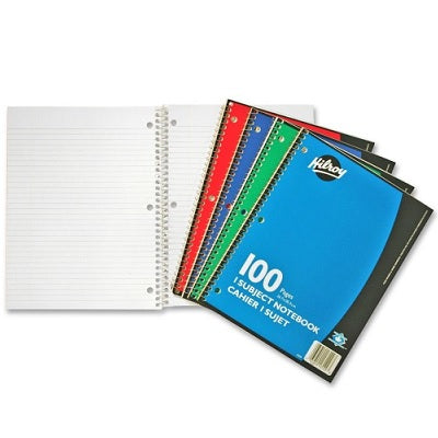 Cahier De Notes 1 Sujet À Reliure Spirale Perforé 3 Trous De Hilroy, 10-1/2 X 8 Po, 100 Pages