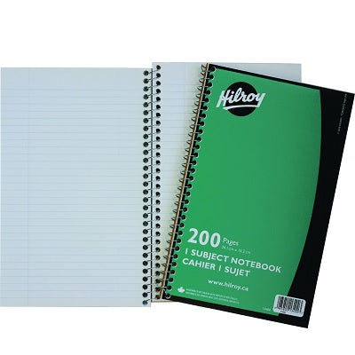Hilroy Wirebound 1-Subject Notepad 9-1/2 x 6 in., Green, 200 Pages