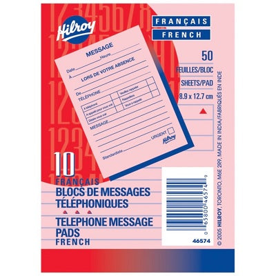 Message Pad-3.5X5 Rose 50 Feuille, Français. 10 / Paquet