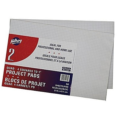 Hilroy Blocs De Papier 11X17 Po Quadrillé 96 Feuilles, 2/Pqt.