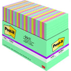 Boîte de rangement de feuillets de liste super collants lignés de Post-it®, 4 x 6 po, collection Éclat de lumière, 24 blocs/pqt