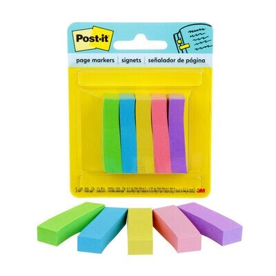 Signets De Post-It, 1/2 Po, 100 Feuilles Par Bloc, Couleurs Vives, 5 Blocs/Pqt