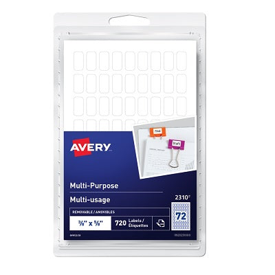 Étiquettes - Blanc Multi-Usage Amovible, 3/8 "X5 / 8" 720 / Pack
