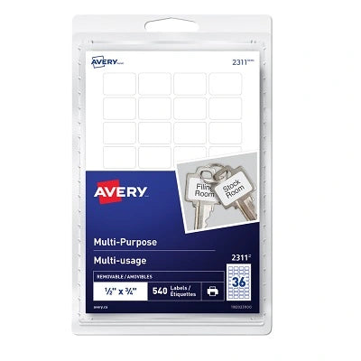 Étiquettes - Multi-Usage Blanc Amovible, 3/4 "X1 / 2" 540 / Pack