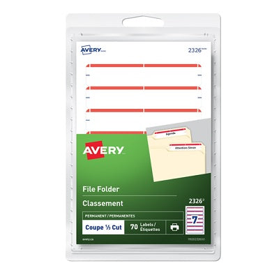 Etiquettes Permanents Pour Fichiers 3-1/2X5/8" 70 / Pqt
